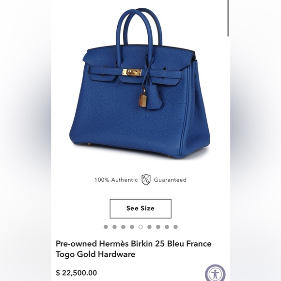 Birkin HERMES 25 Bleu France 100% authentic - Picture 5 of 16